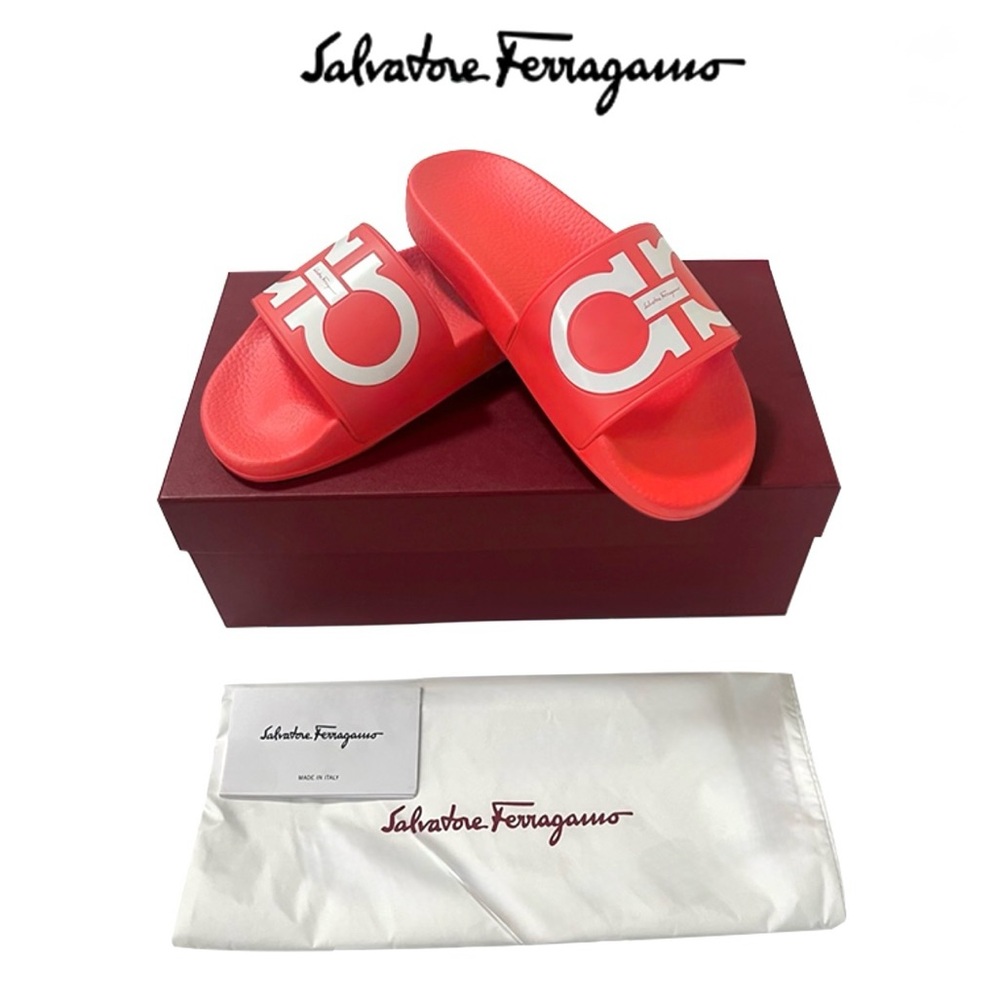 Salvatore Ferragamo “Groove 2 Gancini” Slides – Bold Red, Size US 7 ❤️‍🔥✨